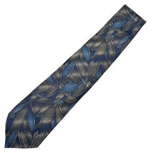 100% Silk  Neck Tie Tropicalo by Tango 4" Wide Blue Tropical Floral Motif